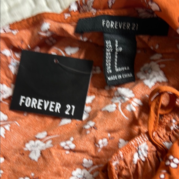 Forever 21 Orange Tiered spaghetti strap Maxi summer floral paisley Dress NWT S - Picture 4 of 7